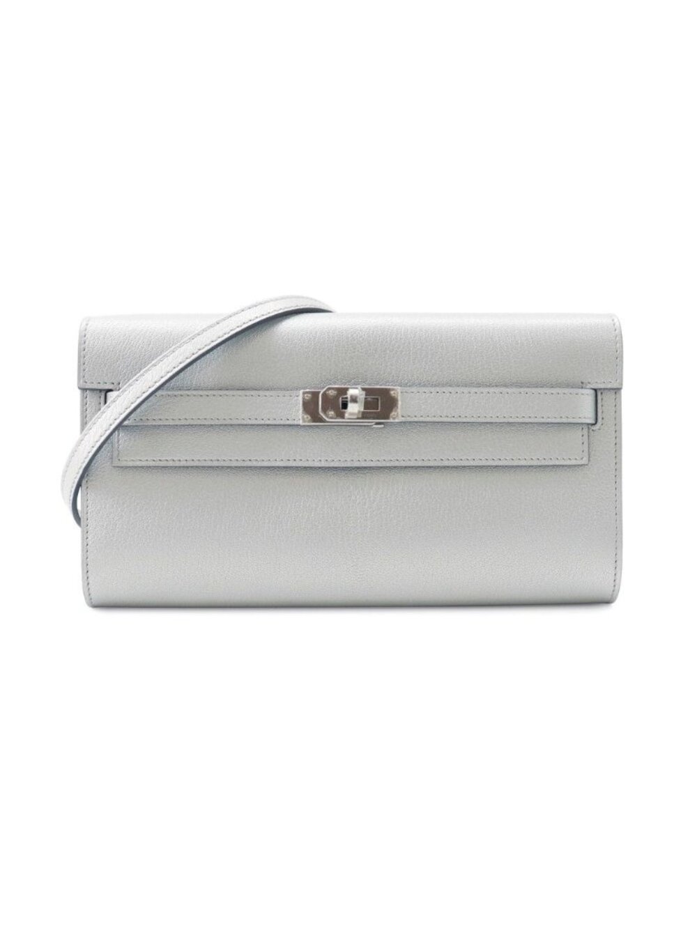 Hermes Kelly Wallet Long to Go Argent Silver Chevre Chamkila